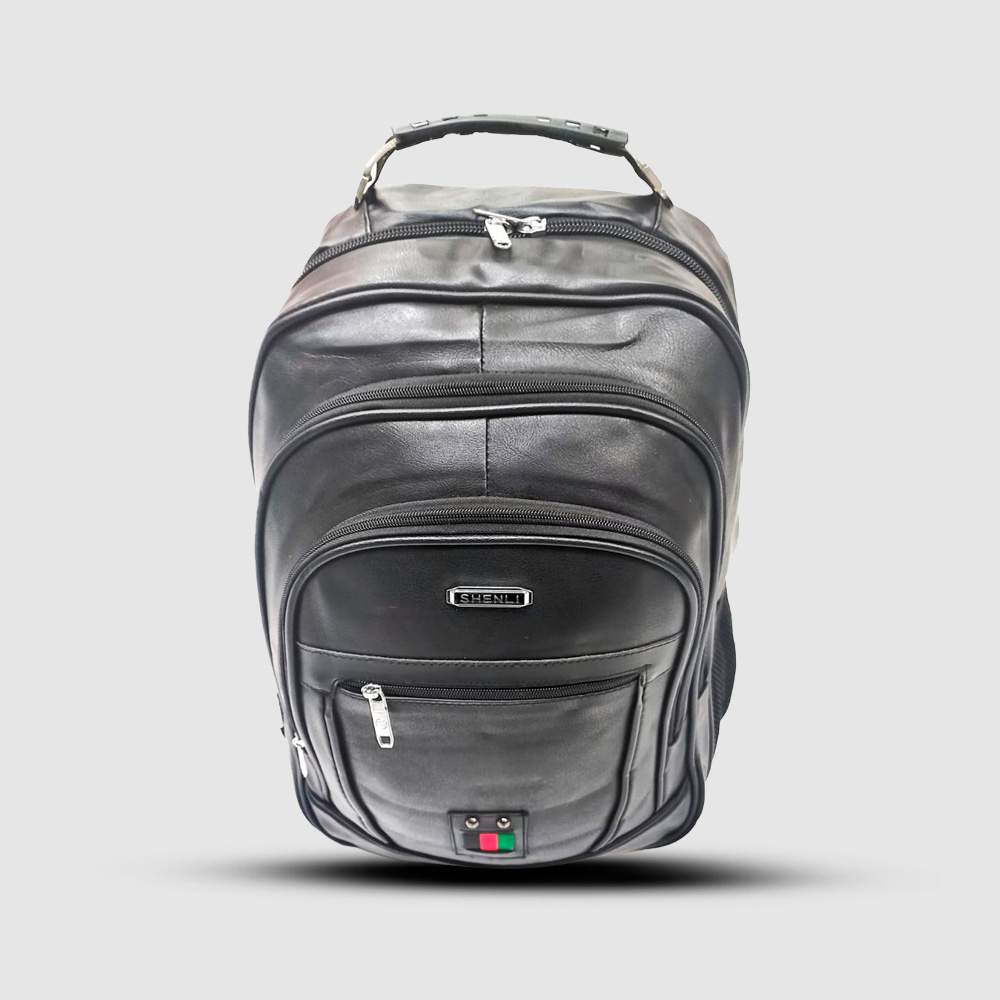 Mochila Negro de Cuero Sport Ejecutivo Impermeable SHENLI